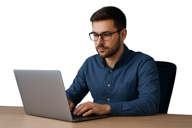 Persoană lucrând la calculator